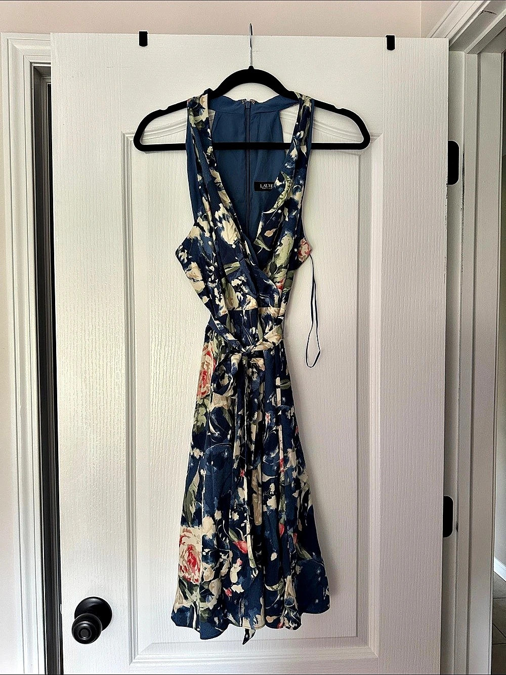 Lauren Ralph Lauren Dress Floral Midi in Blue Size 6 NWT